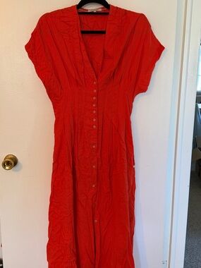 NWOT Scotch&Soda Button-Front Red Midi Dress
